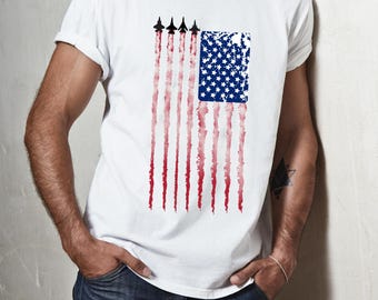 Fighter Jet American Flag Shirt | Patriotic Air Force Tee | Veteran Gift | Military Aviation Shirt for Men