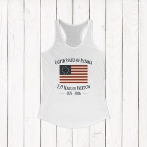 United States of America 250 Years of Freedom Racerback Tank | Spring Break Tank Top | Patriotic Womens Shirt | America 250 Tank Top