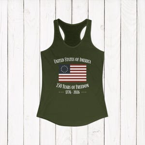 United States of America 250 Years of Freedom Racerback Tank | Spring Break Tank Top | Patriotic Womens Shirt | America 250 Tank Top