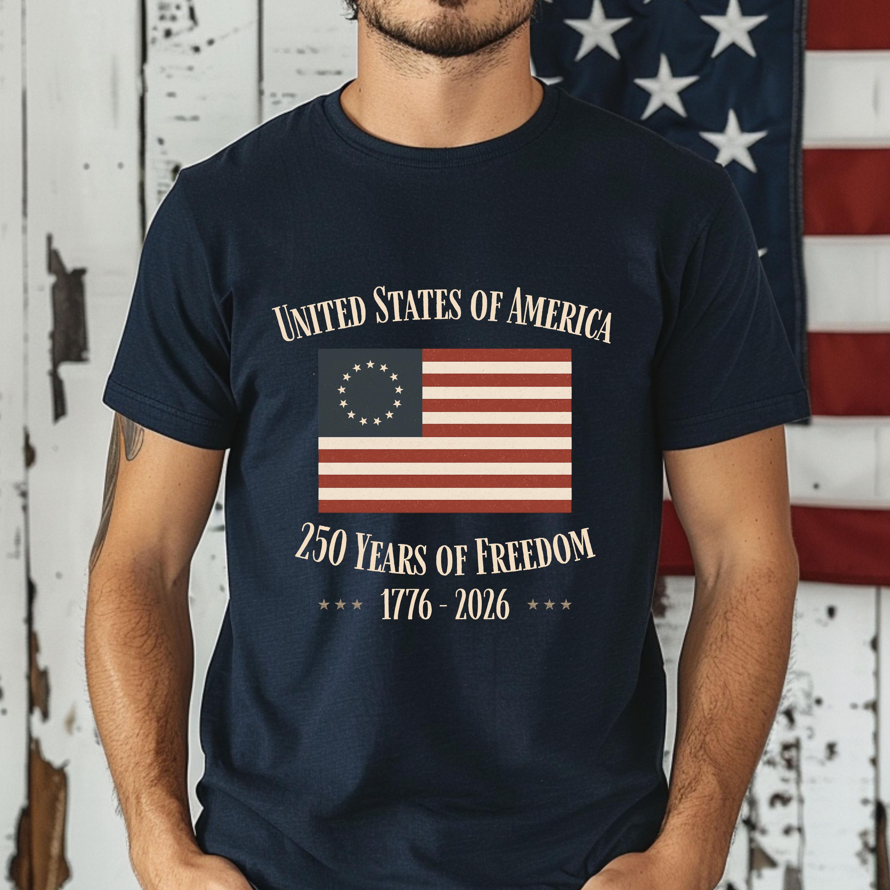 250th Anniversary Betsy Ross Flag T-shirt, Vintage Freedom Tee 