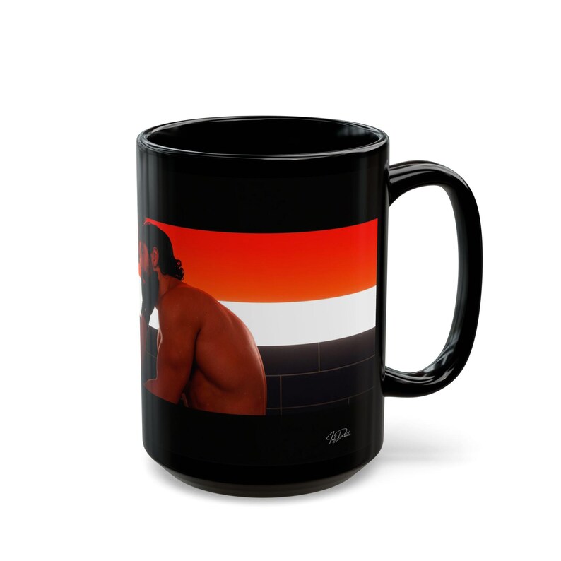 Leather Fetish Mug | Gay Leather Couple | Gift for Him | Boyfriend Gift | Muscle Men Art | Queer Gift Idea | Male Intimacy Mug image 13