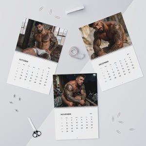 2027 Calendar Inked Men | Tattooed Guys Wall Calendar | Gay Hunks Calendar 2027 | Muscle Man Gift Idea | Sensual Gift for Him image 7