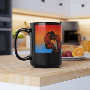 Leather Wrestlers Mug | Gay Leather Men Art Mug | Muscular Grappling Gift | Gift for Him | Boyfriend Gift | Morning Coffee Mug image 16
