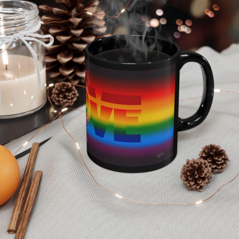 Mug Gay Pride Rainbow Love Figure | Gift for Him | Boyfriend Gift | Rainbow Pride Coffee Mug | Athletic Male Desk Cup | LGBTQ Love Mug image 3
