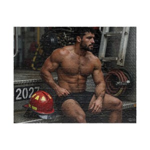 Sexy Hot Firefighter Puzzle | Muscular Fireman Jigsaw for Adults | Romantic Gift for Him | 110 & 252 Piece Set | Male Body Art image 5