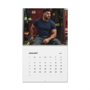 2027 Calendar Firefighters | Gay Fireman Wall Calendar | Muscular Firemen Calendar | Firemen Gift for Him | Masculine Wall Decor image 8