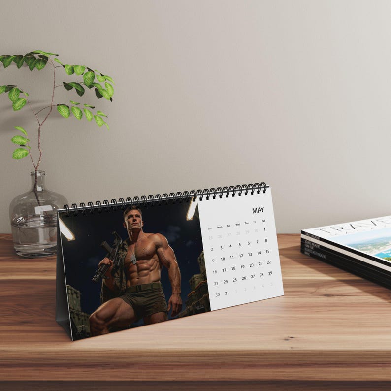 2027 Calendar | Marines Desk Calendar | Gay Military Calendar 2027 | Handsome Marine Men Gift | Masculine Desk Calendar Gift image 8
