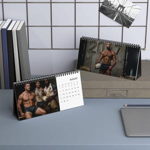 Calendario 2027 de Rugby Masculino | Calendario de escritorio deportivo gay | Arte de jugadores de rugby masculinos | Idea de regalo para hombres atléticos | Arte de escritorio masculino sensual imagen 9