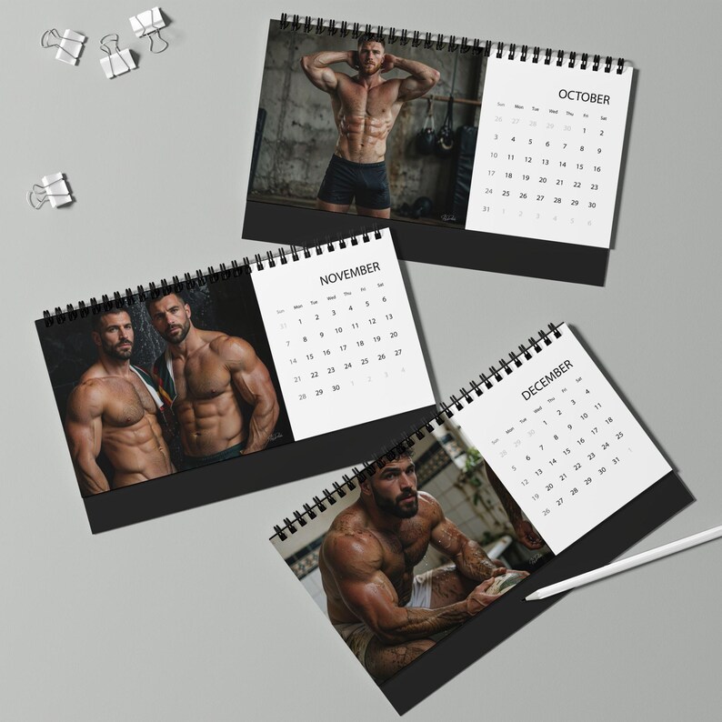 Calendario 2027 de Rugby Masculino | Calendario de escritorio deportivo gay | Arte de jugadores de rugby masculinos | Idea de regalo para hombres atléticos | Arte de escritorio masculino sensual imagen 7