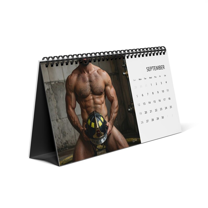 2027 Calendar Firefighters | Sexy Firemen Art Calendar | Gay Firefighter Calendar | Male Heroes Calendar 2027 | Desk Calendar Gift image 2