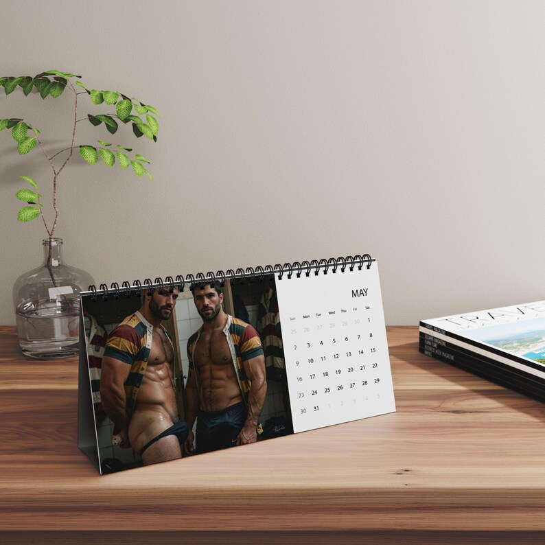 Calendario 2027 de Rugby Masculino | Calendario de escritorio deportivo gay | Arte de jugadores de rugby masculinos | Idea de regalo para hombres atléticos | Arte de escritorio masculino sensual imagen 8
