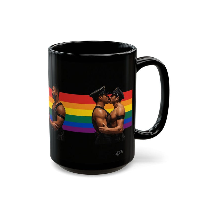 Taza de cuero gay | Regalo para parejas de hombres de cuero | Regalo arcoíris del orgullo | Regalo para novio | Regalo para papi de cuero | Idea de regalo gay imagen 14