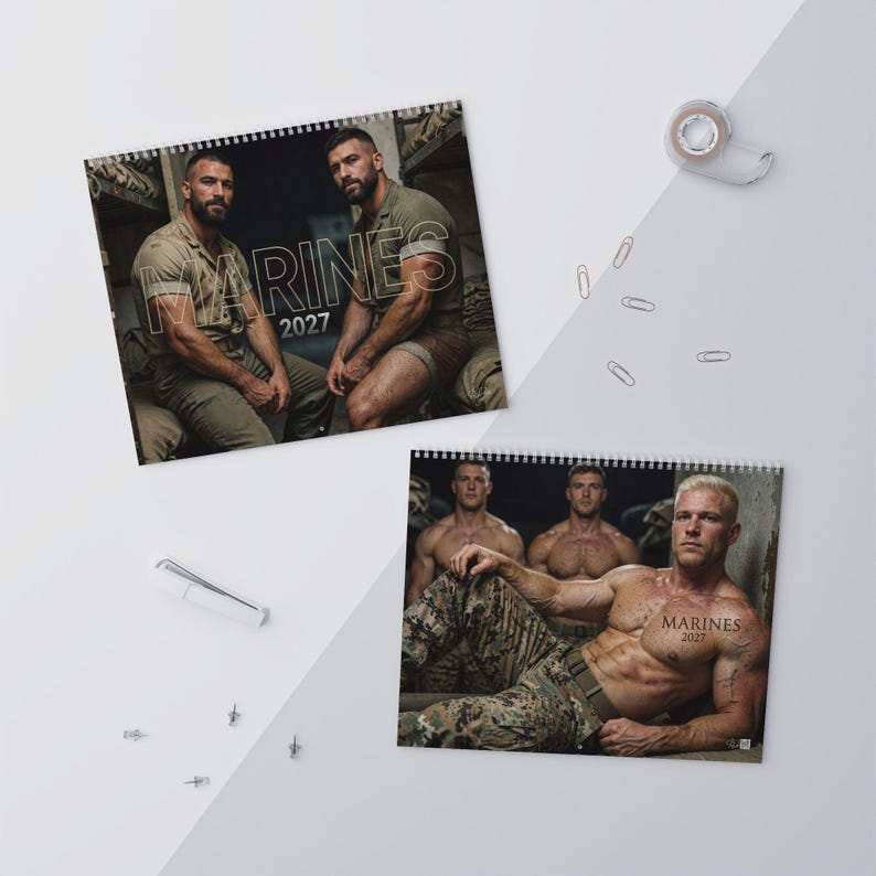 Marine-Kalender 2027 | Gay-Militärkalender | Attraktive Marinesoldaten | Geschenkidee für Männermodels | Fitnesskalender für Männer in der Kaserne Bild 10