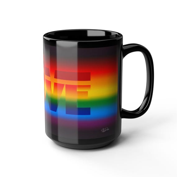 Tasse « Gay Pride » avec motif arc-en-ciel et cœur