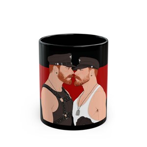 Leather Men Mug | Gay Bears Couple Gift | Bearded Redhead Gift for Him | Boyfriend Gift | Leather Daddy Coffee Mug | Gay Gift Idea image 1