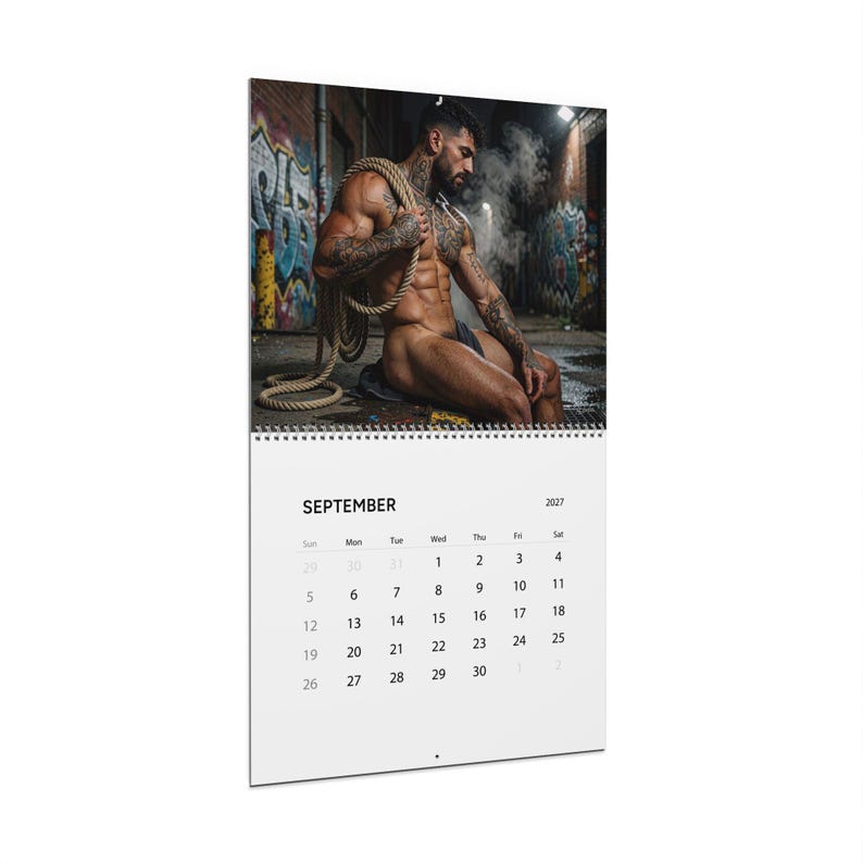 2027 Calendar Inked Men | Tattooed Guys Wall Calendar | Gay Hunks Calendar 2027 | Muscle Man Gift Idea | Sensual Gift for Him image 9
