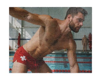 Rompecabezas de socorrista musculoso | Rompecabezas de atleta barbudo mojado | Regalo romántico para parejas | Rompecabezas de 110 o 252 piezas