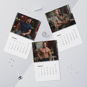 2027 Calendar Firefighters | Gay Fireman Wall Calendar | Muscular Firemen Calendar | Firemen Gift for Him | Masculine Wall Decor image 11