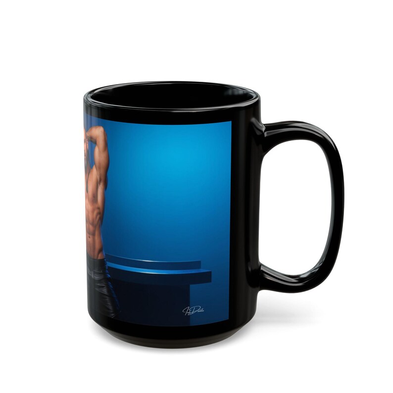 Mug | gay couple leather | pride heart tank | muscular men gift | boyfriend gift | gift for him desk image 10