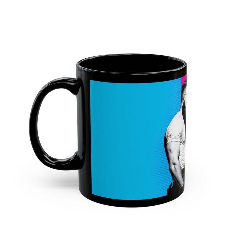 Gay Leather Police Mug | Muscular Men in Leather | Gift for Him | Boyfriend Gift | Gay Leather Couple Gift | Desk Coffee Mug image 3