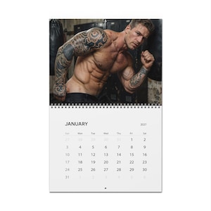 2027 Calendar Inked Men | Tattooed Guys Wall Calendar | Gay Hunks Calendar 2027 | Muscle Man Gift Idea | Sensual Gift for Him image 1