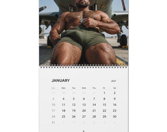 Calendario de Infantería de Marina 2027 | Calendario militar gay para pared | Soldados apuestos de la Infantería de Marina | Idea de regalo de modelo masculino | Hombres de entrenamiento en el cuartel