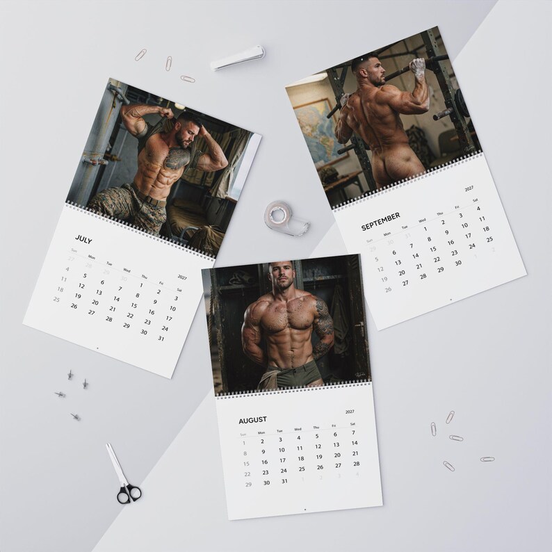 Marine-Kalender 2027 | Gay-Militärkalender | Attraktive Marinesoldaten | Geschenkidee für Männermodels | Fitnesskalender für Männer in der Kaserne Bild 13