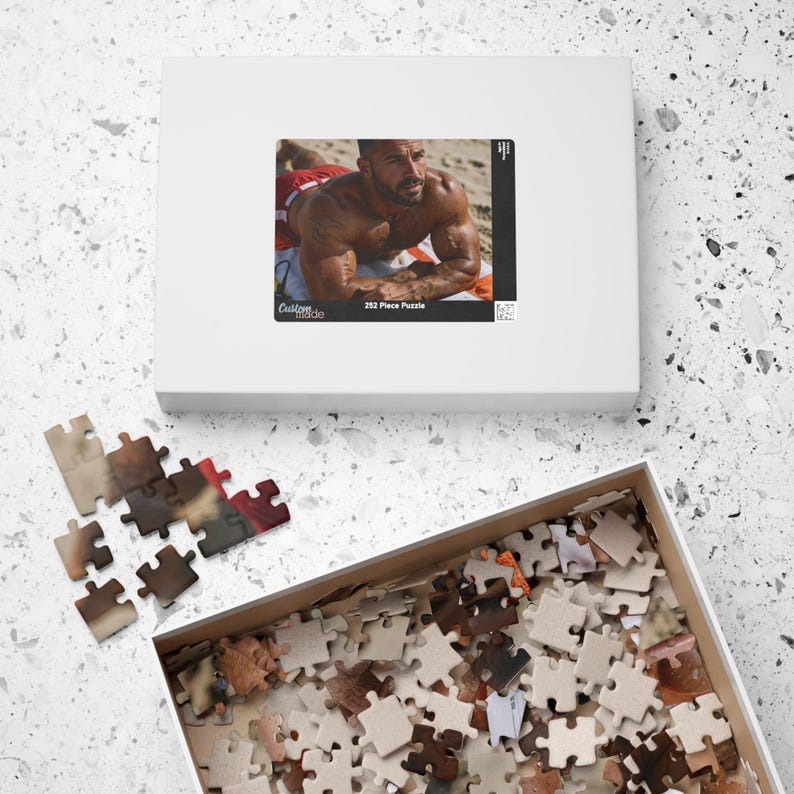 Puzzle | Attraktiver, muskulöser Rettungsschwimmer am Strand | Puzzle für Erwachsene | Romantisches Geschenk für ihn | 110 oder 252 Teile Bild 8