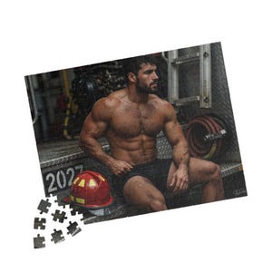 Sexy Hot Firefighter Puzzle | Muscular Fireman Jigsaw for Adults | Romantic Gift for Him | 110 & 252 Piece Set | Male Body Art image 7