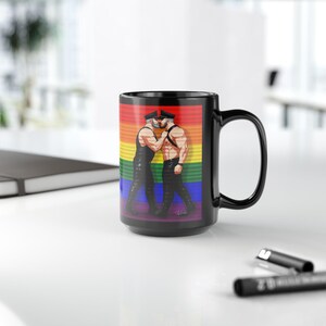 Gay Leather Men Mug | Leather Pride Gift for Him | Boyfriend Gift | Rainbow Couple Mug | Gift for Him | Masculine Desk Mug image 17