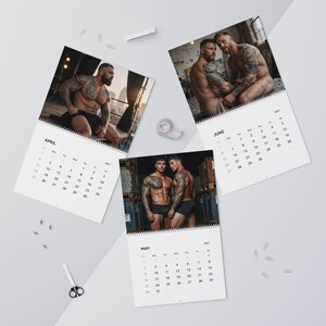2027 Calendar Inked Men | Tattooed Guys Wall Calendar | Gay Hunks Calendar 2027 | Muscle Man Gift Idea | Sensual Gift for Him image 12