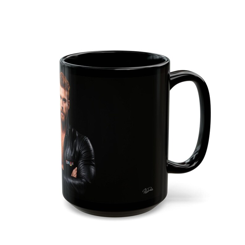 Taza con diseño de hombre pelirrojo en cuero | Taza de café con hombre pelirrojo barbudo | Regalo para él | Regalo para novio | Idea de regalo gay | Taza masculina imagen 13