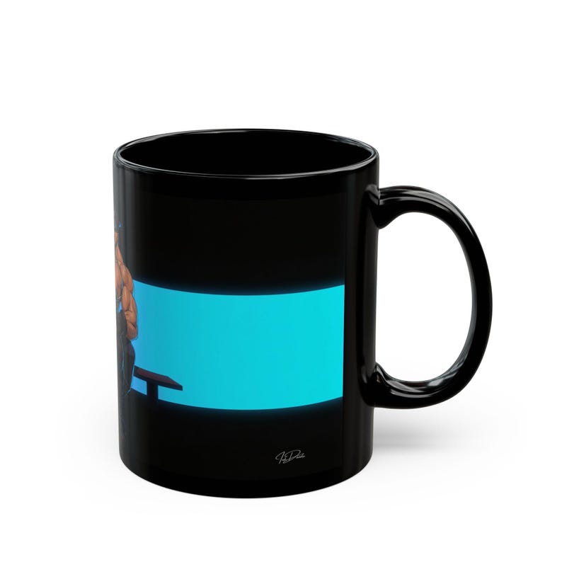 Leather Daddy Mug | Gay Leather Muscle Men | Ceramic Mug Gift | Gift for Him | Boyfriend Gift | Husband Gift | Leather Cop Couple image 2