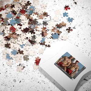 Jigsaw | Two Blonde Muscular Lifeguards Beach Rescue Jigsaw | Perfect Gift for Boyfriend | 110 or 252 Piece Adult Puzzle image 4