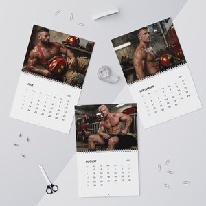 2027 Calendar Firefighters | Gay Fireman Wall Calendar | Muscular Firemen Calendar | Firemen Gift for Him | Masculine Wall Decor image 6