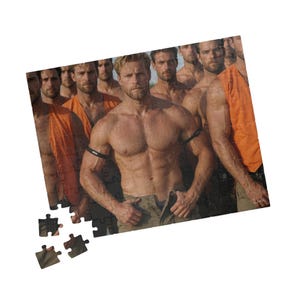 Puzzle | Handsome Muscular Construction Workers Jigsaw | Perfect Romantic Gift for Him | 252 Piece Set | Sensual Male Physical Art image 3