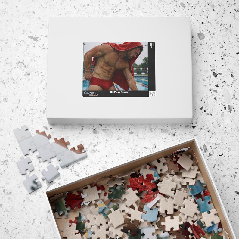 Sexy Muscle Swimmer Puzzle | Wet Athletic Jigsaw Gift | Perfect Gift for Him | 252 Piece Male Physique Art | Poolside Body image 8