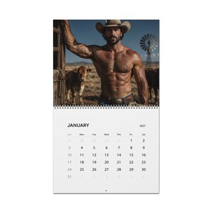 2027 Calendar Cowboys | Gay Cowboy Wall Calendar 2027 | Western Muscle Men Calendar 2027 | Rugged Desert Cowboy Gift for Him image 8