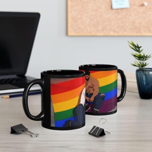 Gay Pride Mug | Muscular Bearded Couple | Rainbow Pride Flag | Gift for Him | Boyfriend Gift | LGBTQ Coffee Mug | Gay Office Mug image 7