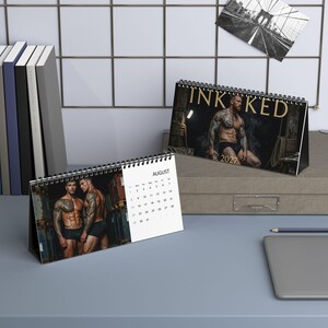 2027 Desk Calendar Tattooed Men | Inked Muscle Guys 2027 | Gay Male Calendar | Sensual Body Art Gift | Bearded Muscle Men image 9