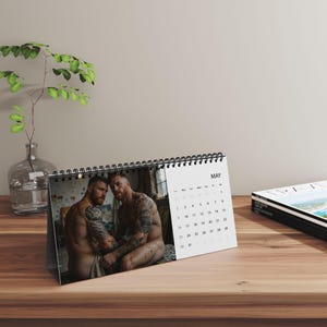 2027 Desk Calendar Tattooed Men | Inked Muscle Guys 2027 | Gay Male Calendar | Sensual Body Art Gift | Bearded Muscle Men image 8