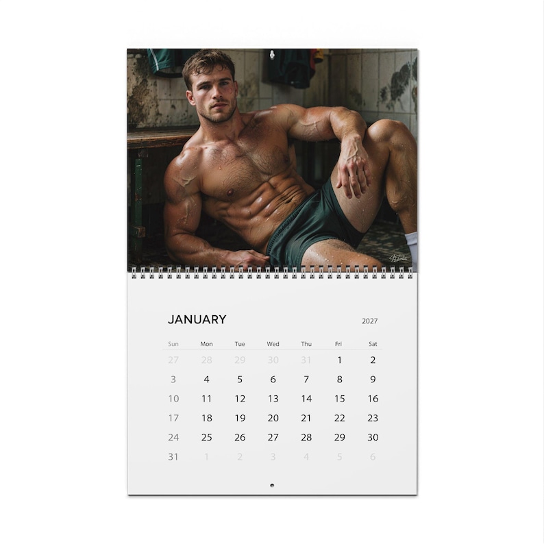 Kalender 2027 för rugbymän | Gay rugbykalender 2027 | Muskulösa manliga idrottare | Väggkalender för omklädningsrummet | Gåva för sportkillar bild 1