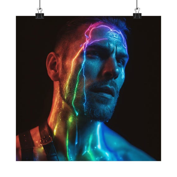 neon male portrait poster