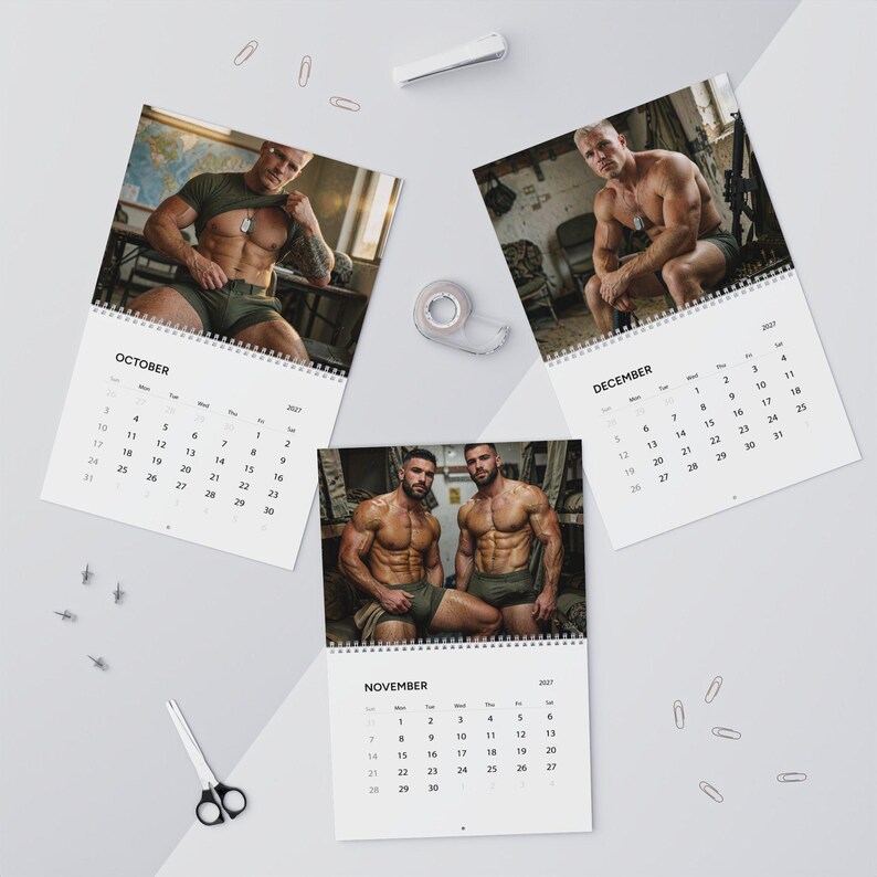 Marine-Kalender 2027 | Gay-Militärkalender | Attraktive Marinesoldaten | Geschenkidee für Männermodels | Fitnesskalender für Männer in der Kaserne Bild 7
