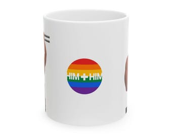 Mug Gay Leather Men | Muscle Daddy Couple | Leather Harness Pride | Him Him Art Mug | Gift for Him | Boyfriend Gift | Gay Partner Gift