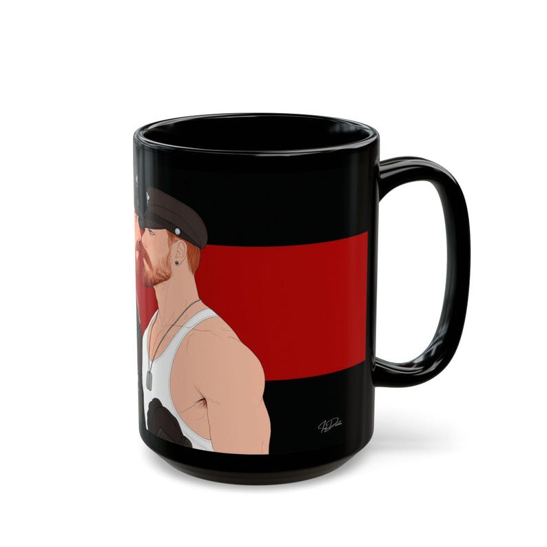 Leather Men Mug | Gay Bears Couple Gift | Bearded Redhead Gift for Him | Boyfriend Gift | Leather Daddy Coffee Mug | Gay Gift Idea image 13