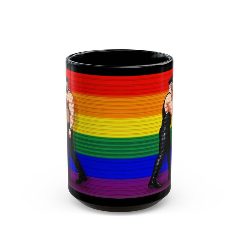Gay Leather Men Mug | Leather Pride Gift for Him | Boyfriend Gift | Rainbow Couple Mug | Gift for Him | Masculine Desk Mug image 10