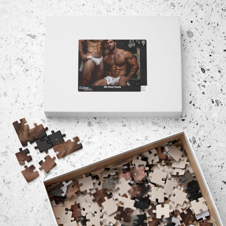 Jigsaw | Gay Athletic Jigsaw Hairy Muscular Men Locker Room | Perfect Romantic Gift for Boyfriend | 110 or 252 Pieces Adult Puzzle image 8