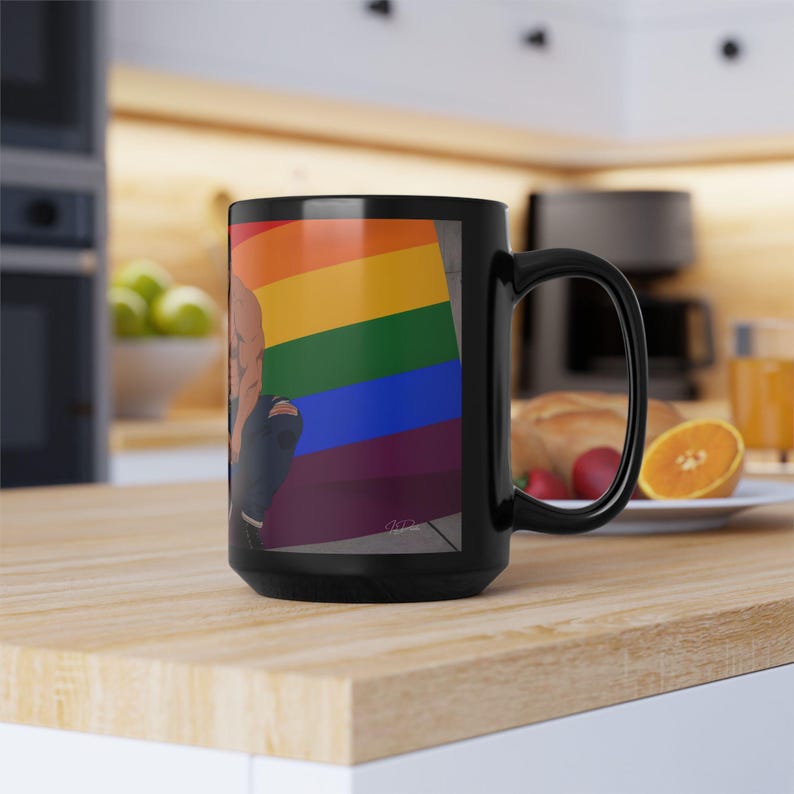 Gay Pride Mug | Muscular Bearded Couple | Rainbow Pride Flag | Gift for Him | Boyfriend Gift | LGBTQ Coffee Mug | Gay Office Mug image 15