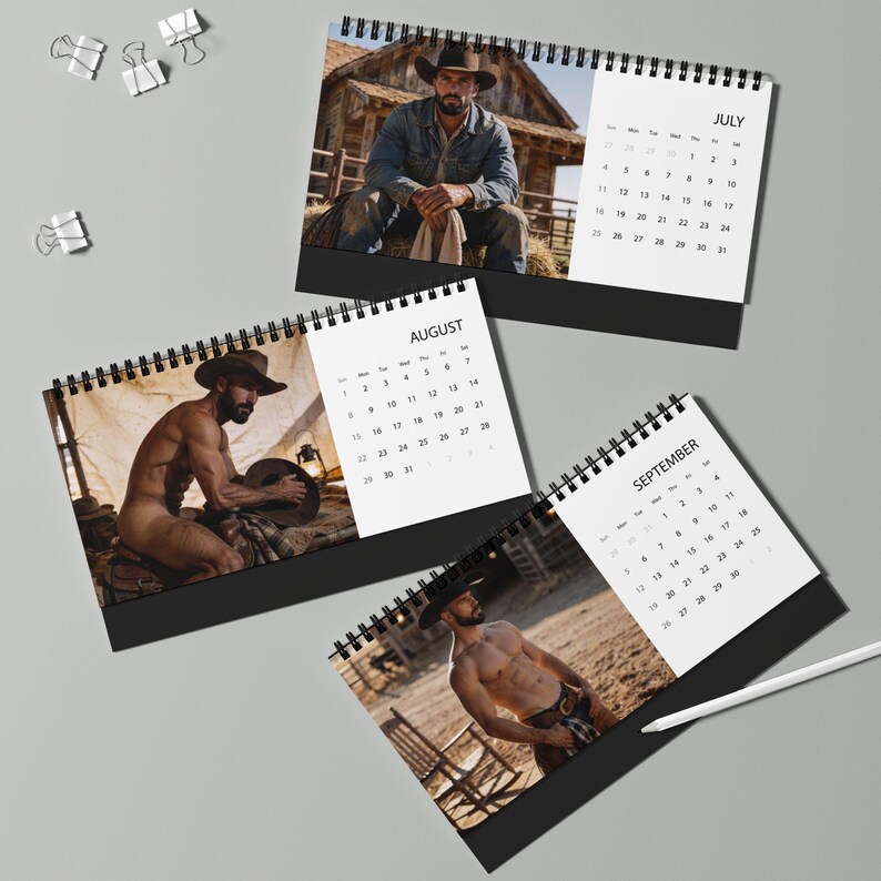2027 Cowboy Calendar | Gay Cowboys Desk Calendar | Rugged Men 2027 Calendar | Western Male Desk Calendar | Cowboy Gift for Him image 6
